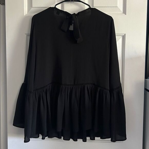 Ann Taylor Peplum Ruffle Sleeve Boho Blouse Top Size S - Picture 7 of 8